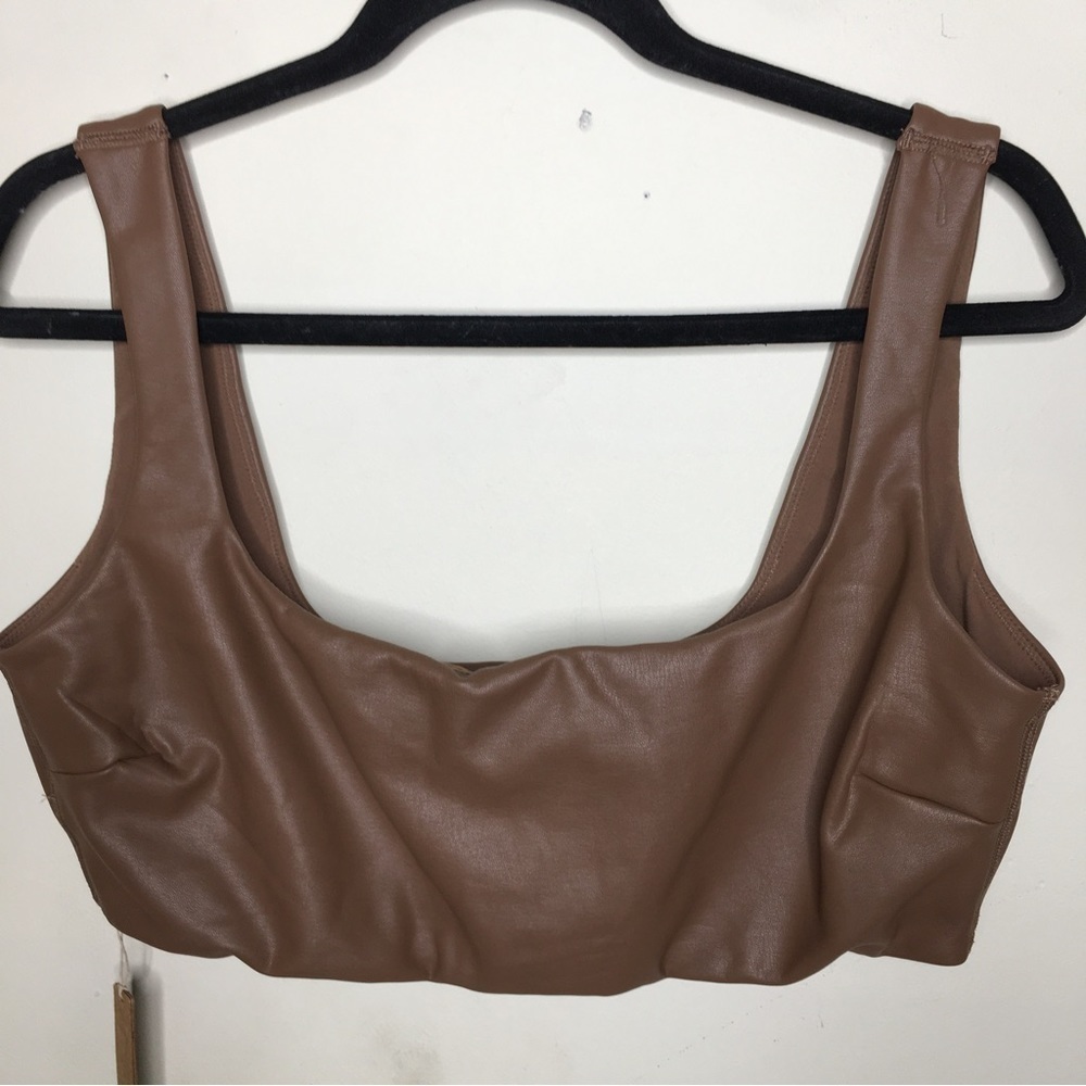 NWT SKIMS Faux Leather Bralette Jasper‎ 2X - Picture 13 of 14